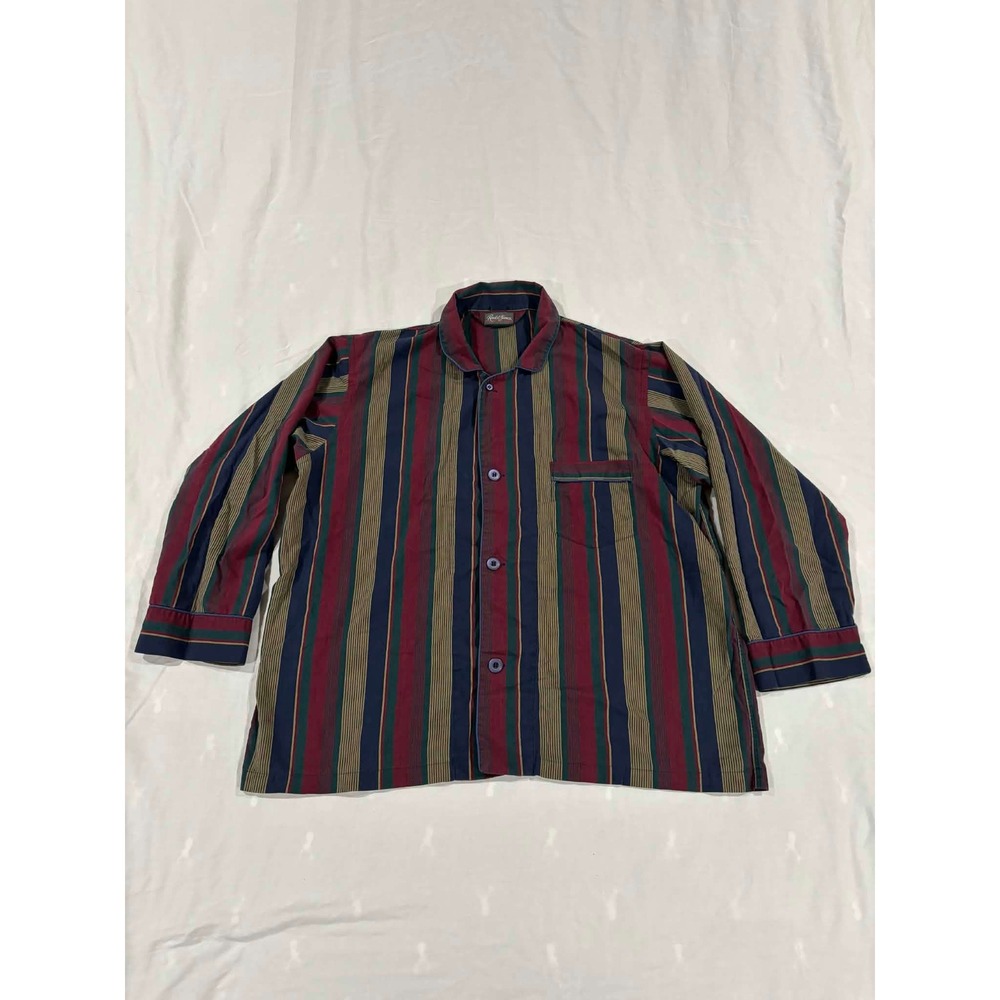Reed St James Mens Striped Pajama Top Shirt EX LARGE Cotton Blend Long Sleeve